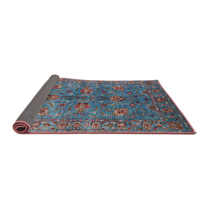 Sideview of Mid-Century Modern Koi Blue Oriental Rug, urb2401