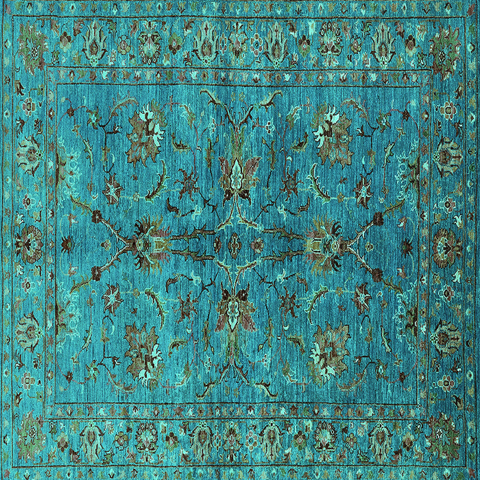 Square Machine Washable Oriental Turquoise Industrial Area Rugs, wshurb2401turq