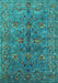 Machine Washable Oriental Turquoise Industrial Area Rugs, wshurb2401turq