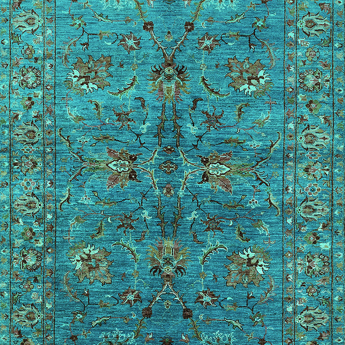 Machine Washable Oriental Turquoise Industrial Area Rugs, wshurb2401turq