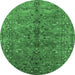 Round Oriental Emerald Green Industrial Rug, urb2401emgrn