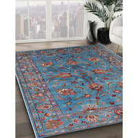 Mid-Century Modern Koi Blue Oriental Rug, urb2401