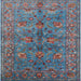 Square Mid-Century Modern Koi Blue Oriental Rug, urb2401