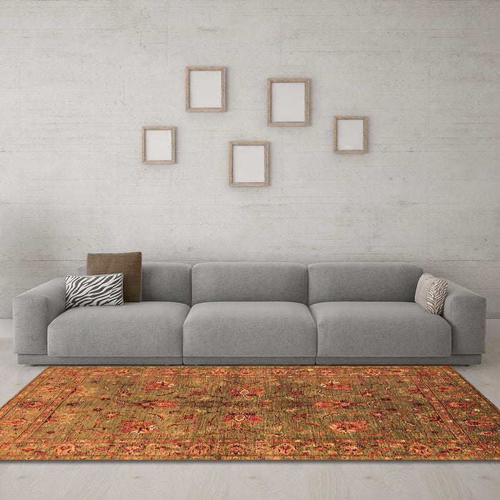 Machine Washable Oriental Orange Industrial Area Rugs in a Living Room, wshurb2401org