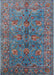 Mid-Century Modern Koi Blue Oriental Rug, urb2401