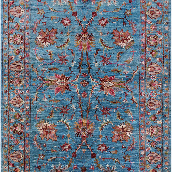 Mid-Century Modern Koi Blue Oriental Rug, urb2401