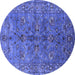 Round Oriental Blue Industrial Rug, urb2401blu