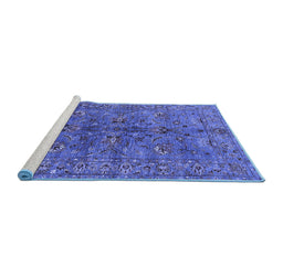Sideview of Machine Washable Oriental Blue Industrial Rug, wshurb2401blu