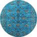 Round Oriental Light Blue Industrial Rug, urb2401lblu