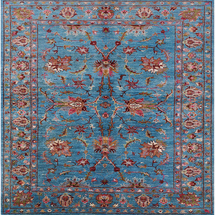 Square Machine Washable Industrial Modern Koi Blue Rug, wshurb2401