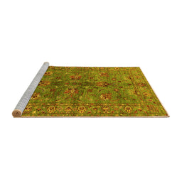Sideview of Machine Washable Oriental Yellow Industrial Rug, wshurb2401yw