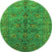 Round Oriental Green Industrial Rug, urb2401grn