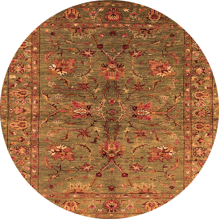 Round Oriental Orange Industrial Rug, urb2401org