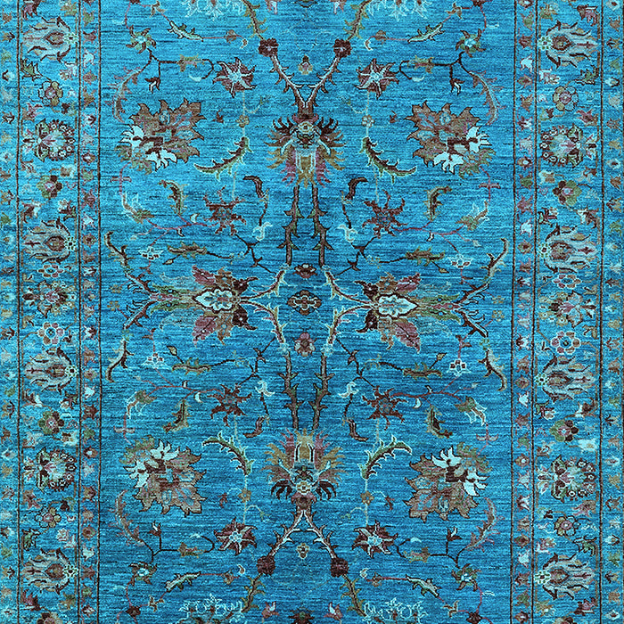 Machine Washable Oriental Light Blue Industrial Rug, wshurb2401lblu