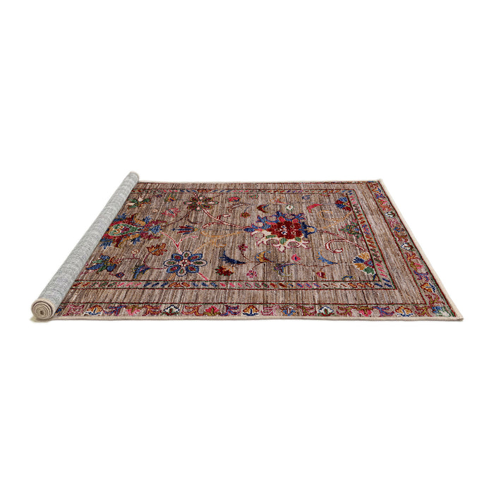 Sideview of Machine Washable Industrial Modern Camel Brown Rug, wshurb2402
