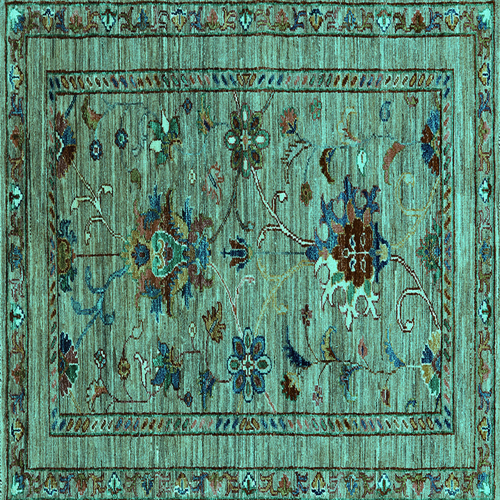 Square Oriental Turquoise Industrial Rug, urb2402turq