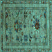 Square Oriental Turquoise Industrial Rug, urb2402turq