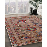 Mid-Century Modern Camel Brown Oriental Rug, urb2402