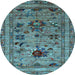 Round Oriental Light Blue Industrial Rug, urb2402lblu