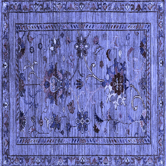Square Machine Washable Oriental Blue Industrial Rug, wshurb2402blu