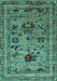 Machine Washable Oriental Turquoise Industrial Area Rugs, wshurb2402turq