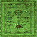 Square Machine Washable Oriental Green Industrial Area Rugs, wshurb2402grn