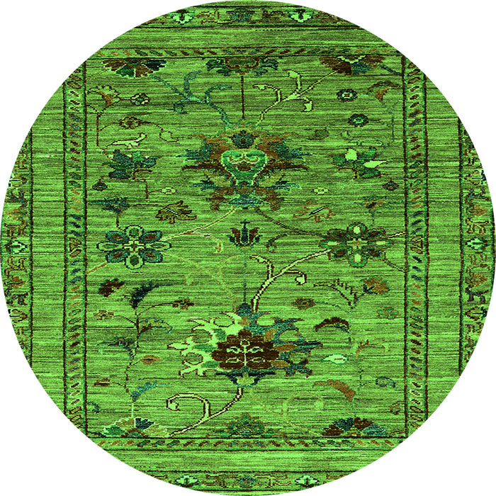 Round Oriental Green Industrial Rug, urb2402grn