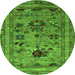 Round Oriental Green Industrial Rug, urb2402grn