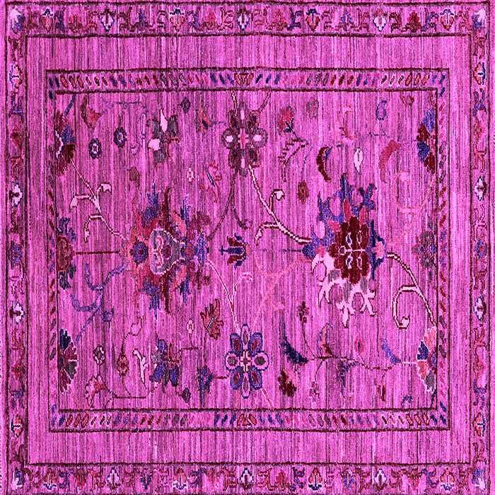 Square Machine Washable Oriental Pink Industrial Rug, wshurb2402pnk