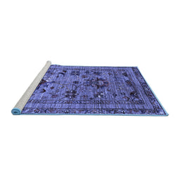 Sideview of Machine Washable Oriental Blue Industrial Rug, wshurb2402blu