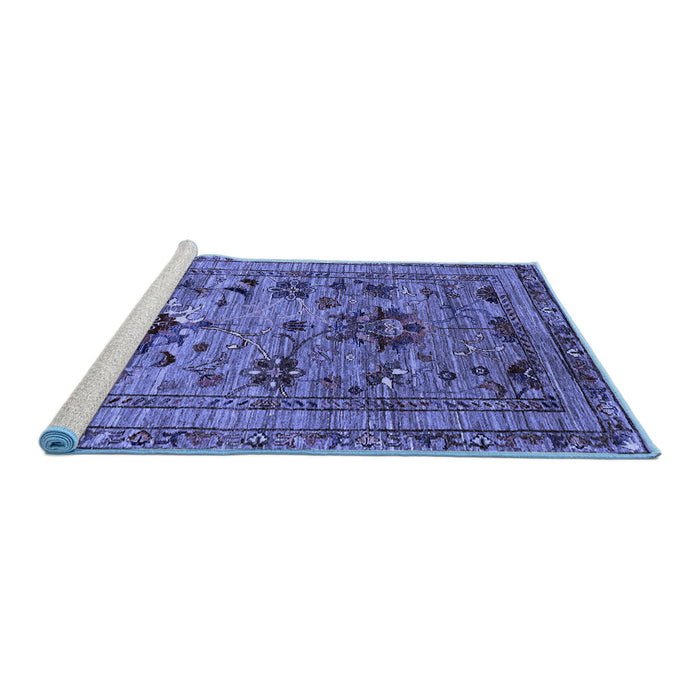 Sideview of Machine Washable Oriental Blue Industrial Rug, wshurb2402blu