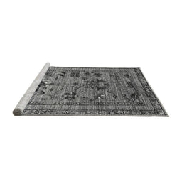 Sideview of Machine Washable Oriental Gray Industrial Rug, wshurb2402gry