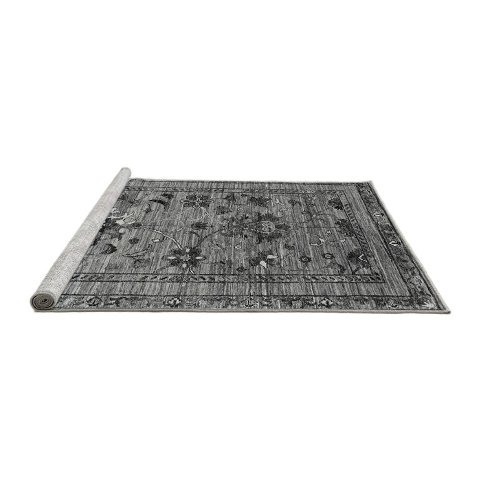 Sideview of Machine Washable Oriental Gray Industrial Rug, wshurb2402gry