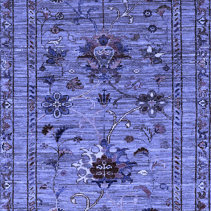 Machine Washable Oriental Blue Industrial Rug, wshurb2402blu