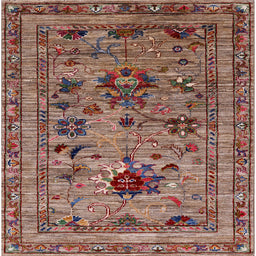 Square Machine Washable Industrial Modern Camel Brown Rug, wshurb2402