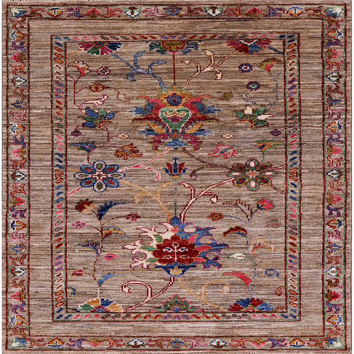 Square Machine Washable Industrial Modern Camel Brown Rug, wshurb2402