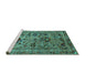 Sideview of Machine Washable Oriental Turquoise Industrial Area Rugs, wshurb2402turq