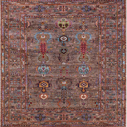 Square Machine Washable Industrial Modern Rosy Pink Rug, wshurb2403