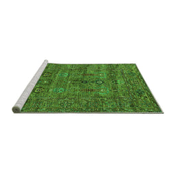 Sideview of Machine Washable Oriental Green Industrial Area Rugs, wshurb2403grn