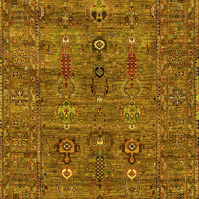 Machine Washable Oriental Yellow Industrial Rug, wshurb2403yw