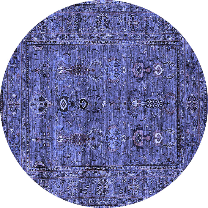 Round Oriental Blue Industrial Rug, urb2403blu
