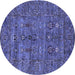 Round Oriental Blue Industrial Rug, urb2403blu