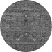 Round Oriental Gray Industrial Rug, urb2403gry