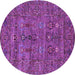 Round Oriental Purple Industrial Rug, urb2403pur