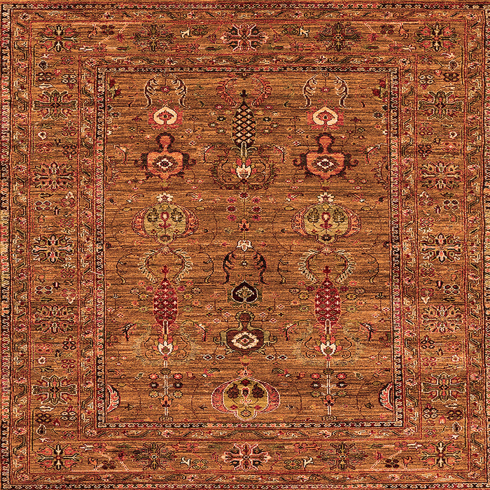 Square Oriental Orange Industrial Rug, urb2403org