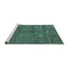 Sideview of Machine Washable Oriental Turquoise Industrial Area Rugs, wshurb2403turq