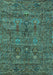 Machine Washable Oriental Turquoise Industrial Area Rugs, wshurb2403turq