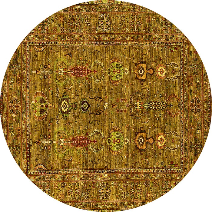 Round Oriental Yellow Industrial Rug, urb2403yw
