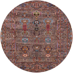 Round Mid-Century Modern Pink Oriental Rug, urb2403