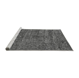 Sideview of Machine Washable Oriental Gray Industrial Rug, wshurb2403gry